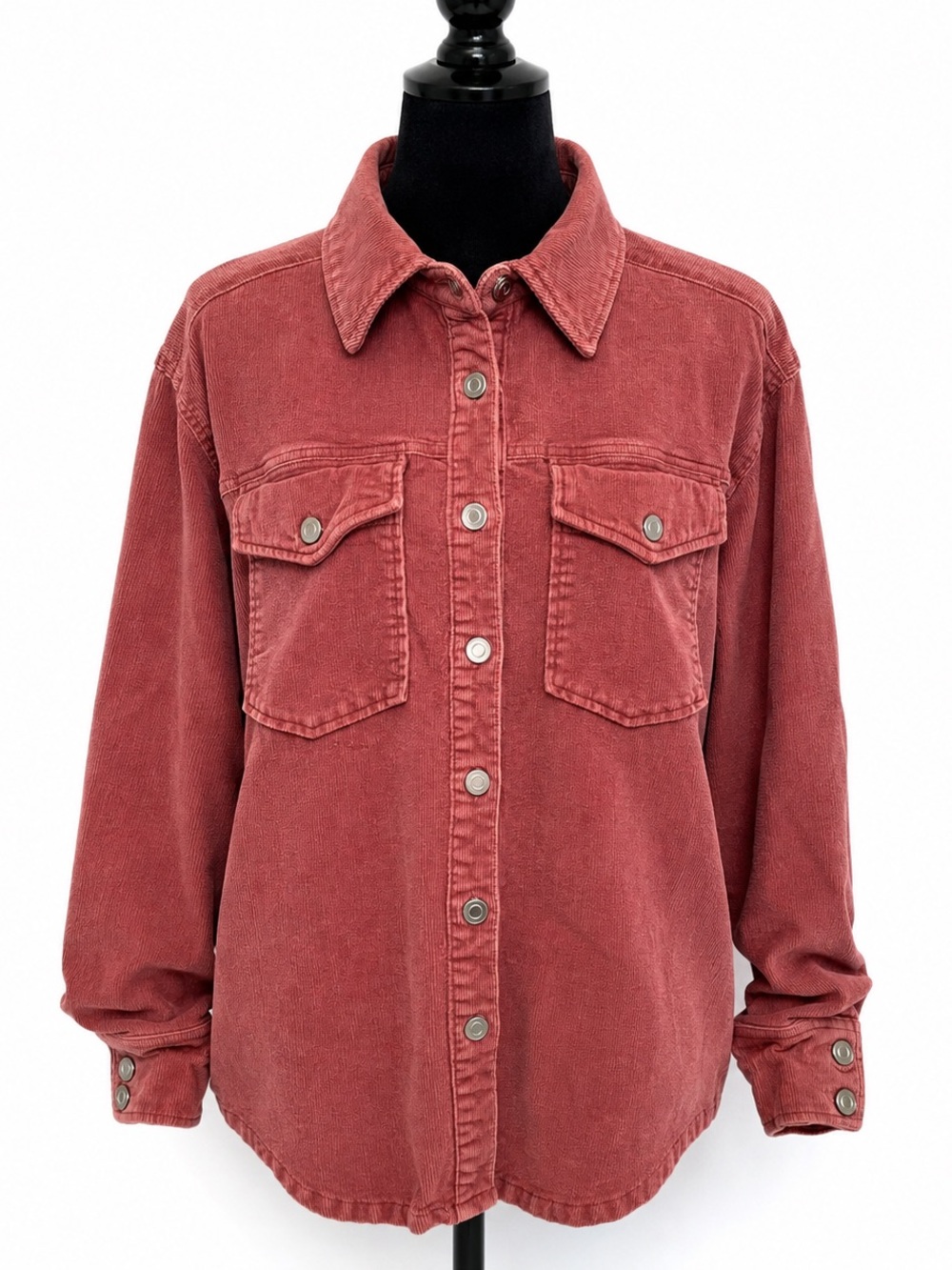 Dusty Rose Corduroy Button Shirt Women’s Small Western Shacket Overshirt